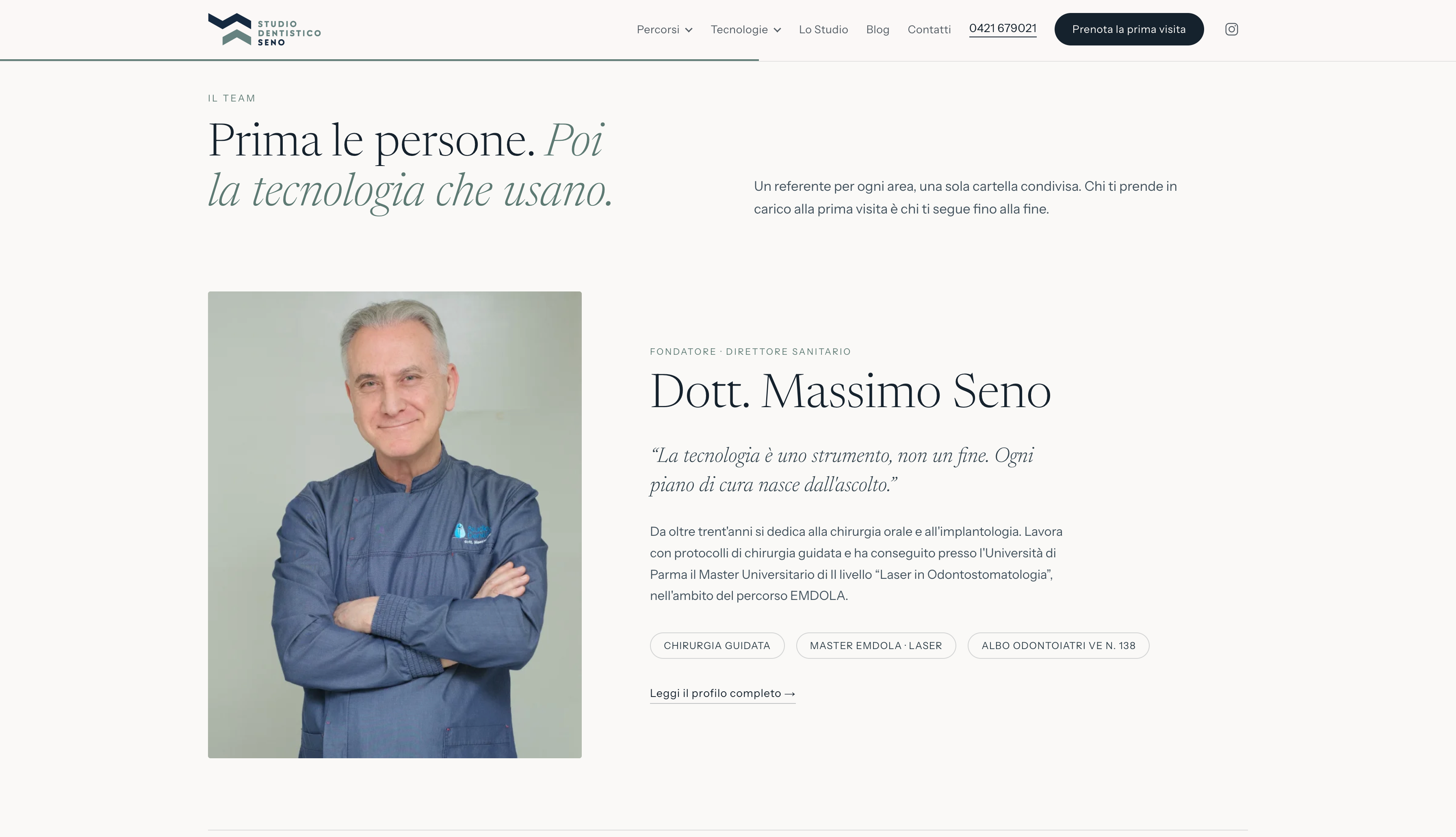 Sezione Il team del sito: Dott. Massimo Seno