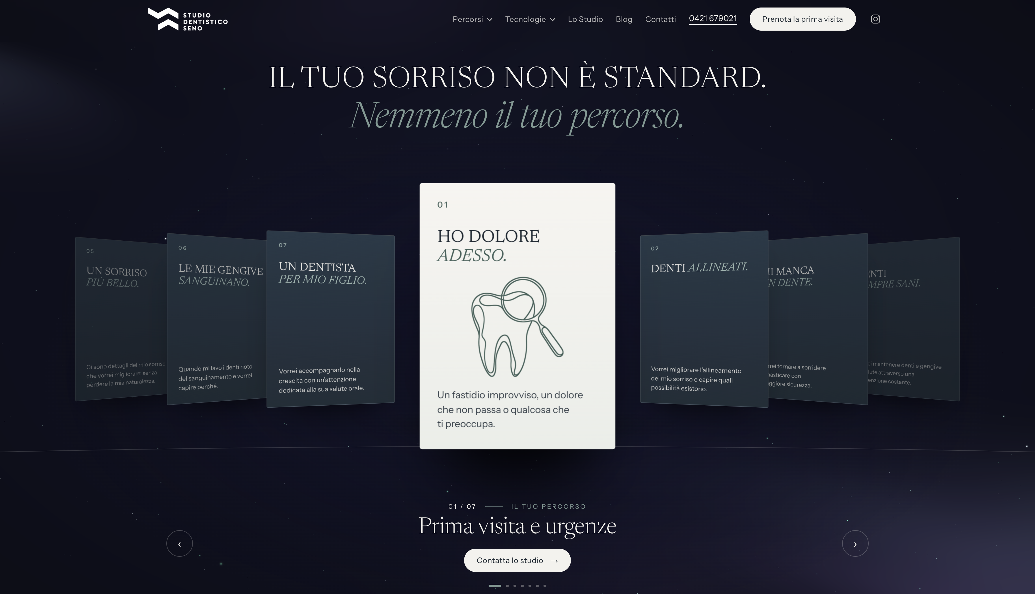 Homepage desktop del sito Studio Dentistico Seno